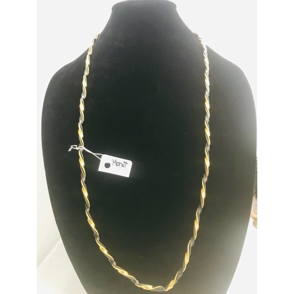 gold-tone & black twisted long stamped / signed Mo - Picture 9 of 10